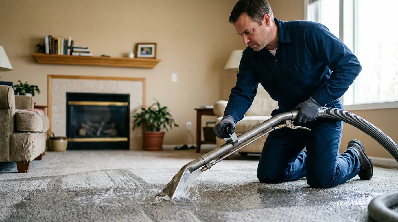 Water damage restoration technician working near Woodston, KS
